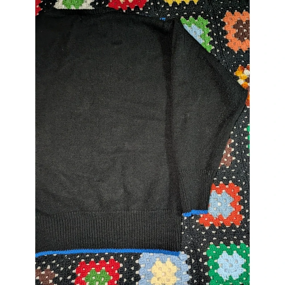 YarnWorks Sweater Blue Black Diamond Glitter Crewneck‎ Pullover Women's Large
